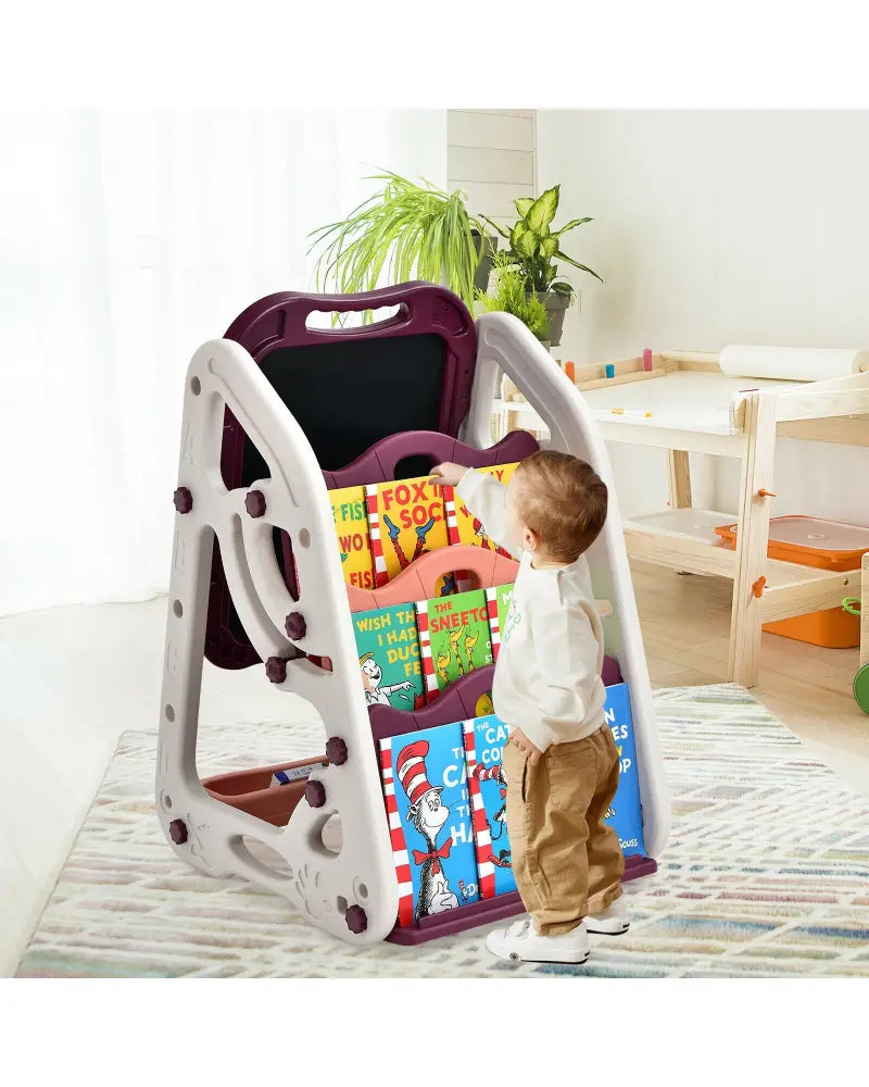 3-in-1 Kids Art Easel Double-Sided Tabletop Easel with Art Accessories-Red - Red - Art Easels
