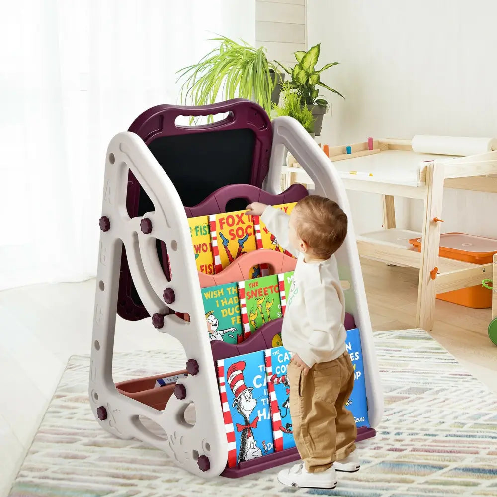 3-in-1 Kids Art Easel Double-Sided Tabletop Easel with Art Accessories-Red - Red - Art Easels