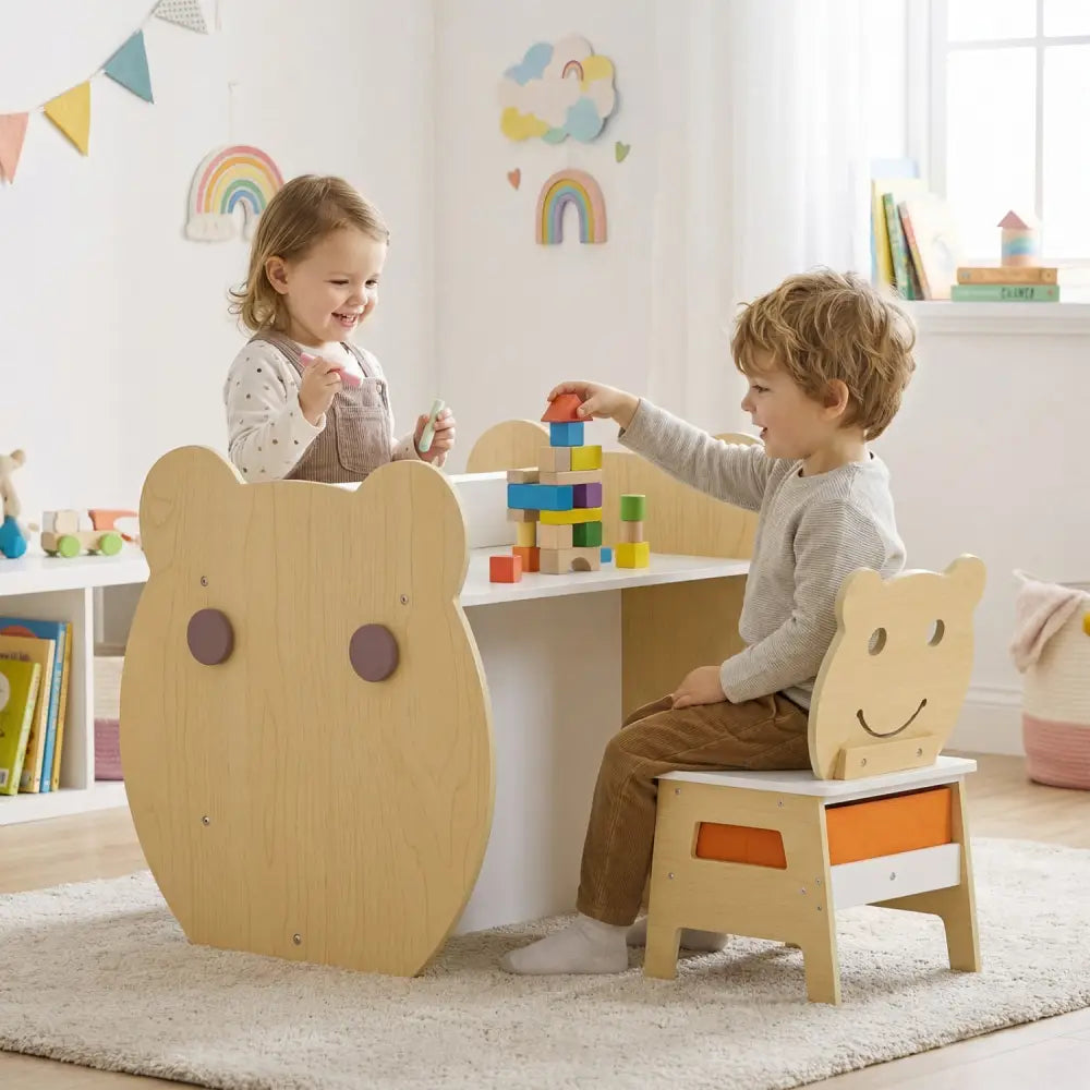 3-in-1 Kids Art Table and Chair with Storage and Reversible Whiteboard Chalkboard for Ages 3-10 Years Old-White - White