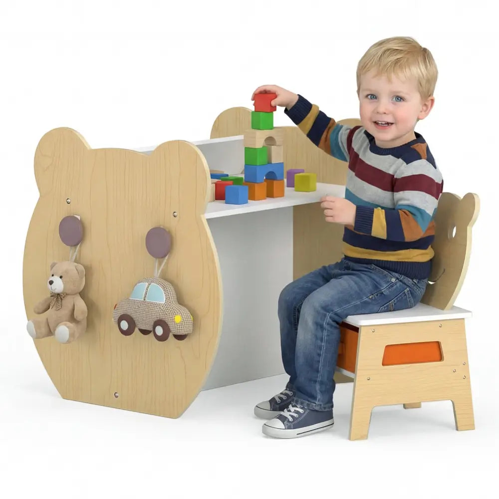 3-in-1 Kids Art Table and Chair with Storage and Reversible Whiteboard Chalkboard for Ages 3-10 Years Old-White - White