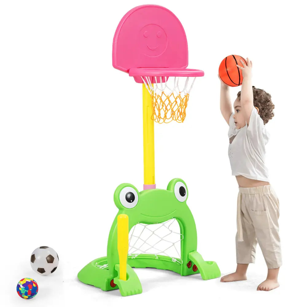 3-in-1 Kids Basketball Hoop Set Stand - Multicolor - Toy Sports