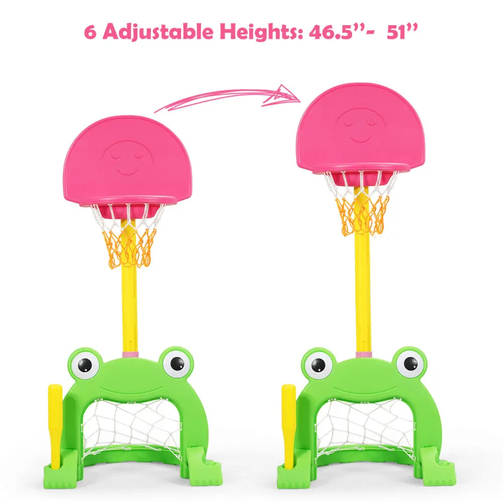 3-in-1 Kids Basketball Hoop Set Stand - Multicolor - Toy Sports