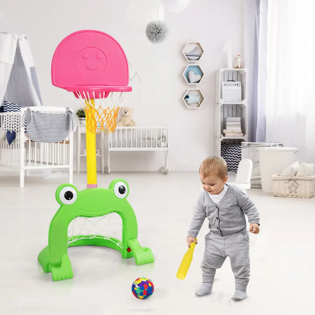 3-in-1 Kids Basketball Hoop Set Stand - Multicolor - Toy Sports