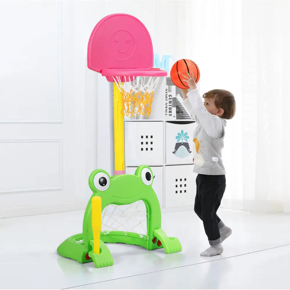 3-in-1 Kids Basketball Hoop Set Stand - Multicolor - Toy Sports