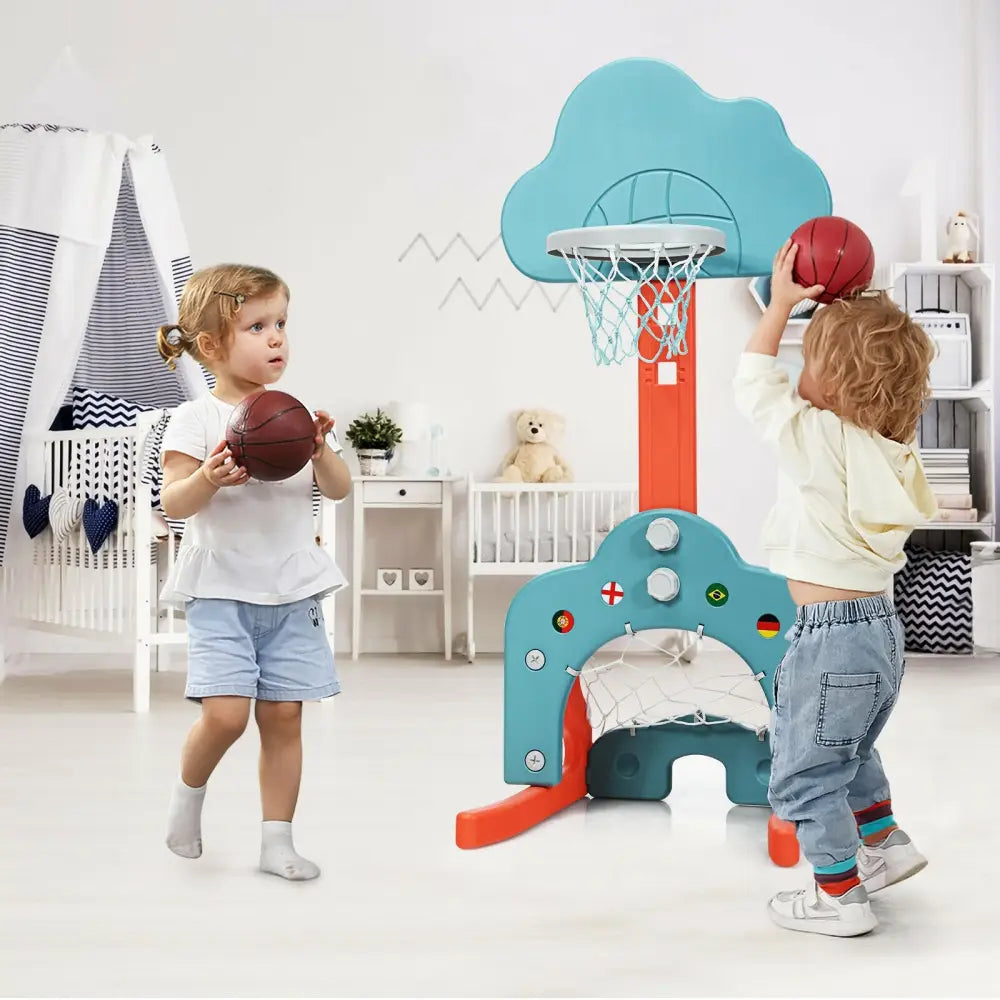 3-in-1 Kids Basketball Hoop Set with Balls-Green - Green - Toy Sports