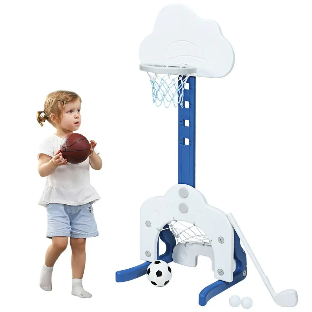 3-in-1 Kids Basketball Hoop Set with Balls-White - White - Toy Sports