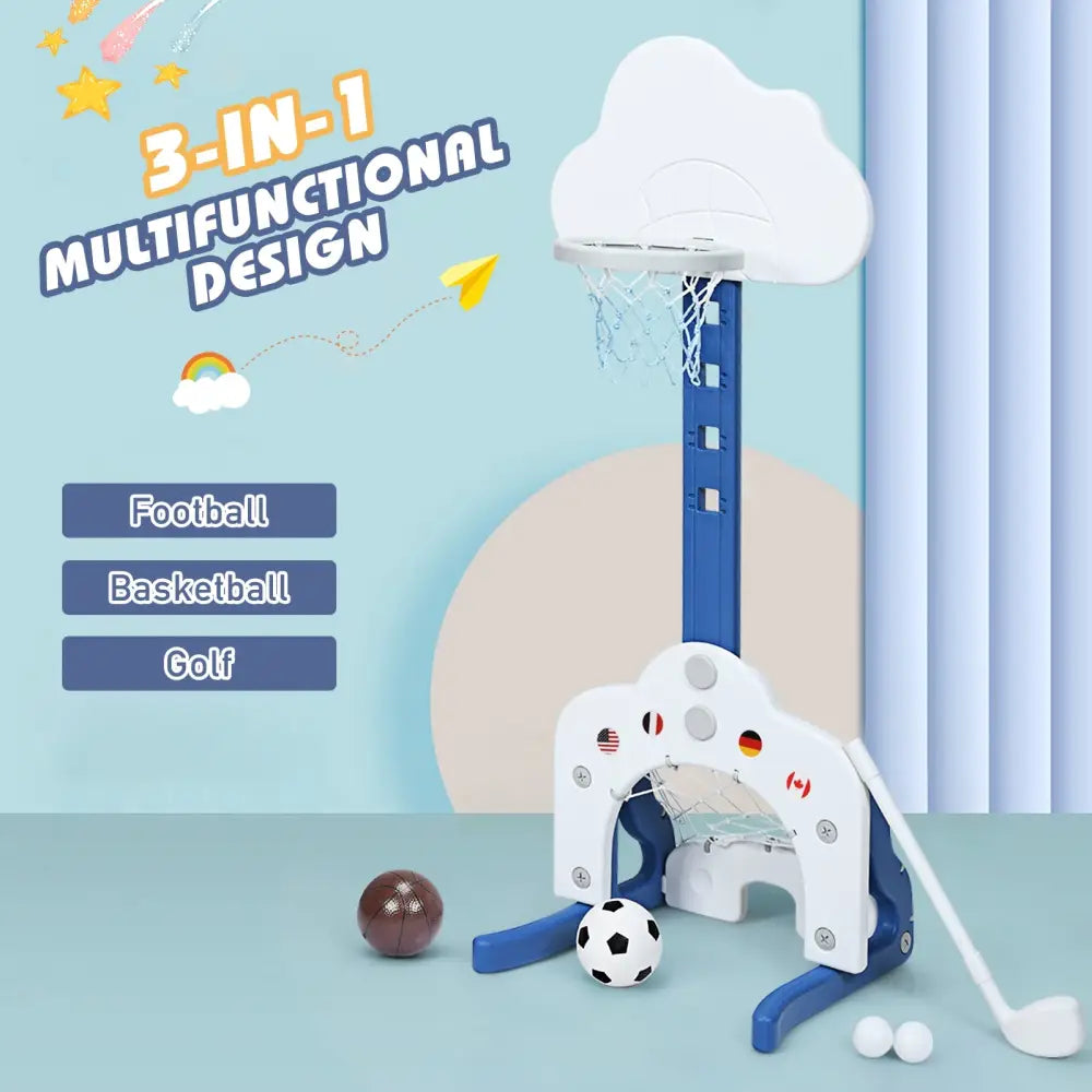 3-in-1 Kids Basketball Hoop Set with Balls-White - White - Toy Sports