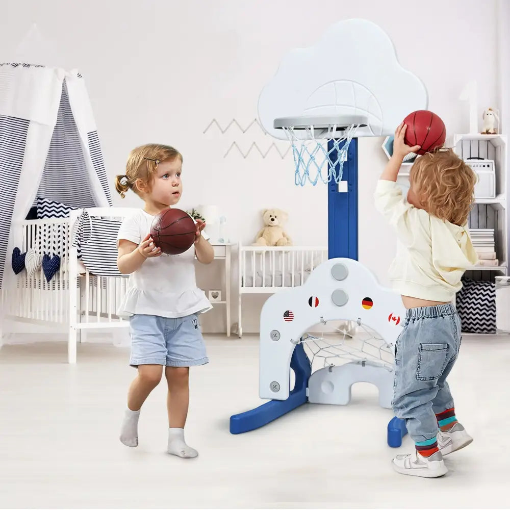 3-in-1 Kids Basketball Hoop Set with Balls-White - White - Toy Sports