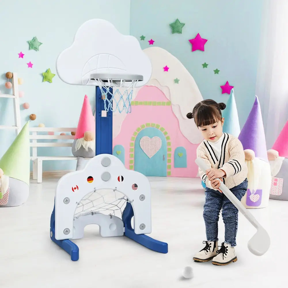 3-in-1 Kids Basketball Hoop Set with Balls-White - White - Toy Sports