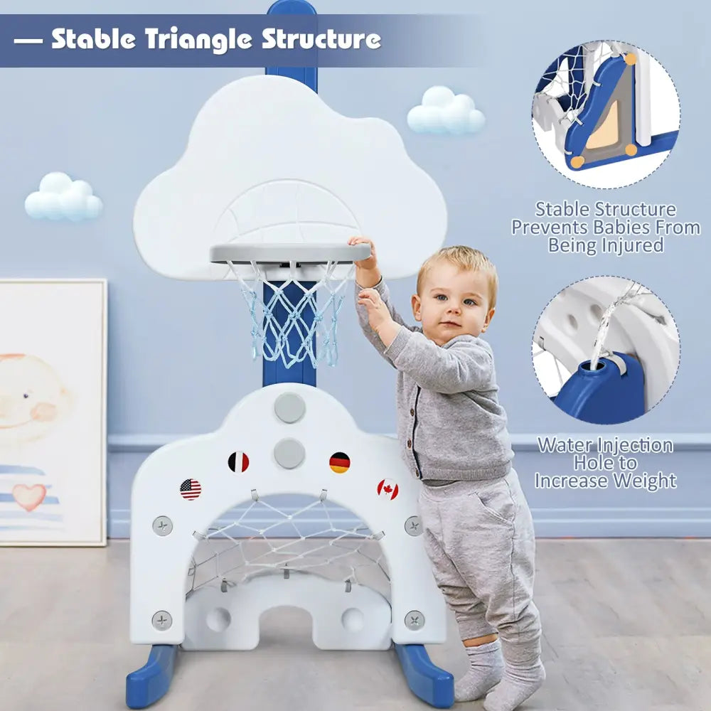 3-in-1 Kids Basketball Hoop Set with Balls-White - White - Toy Sports
