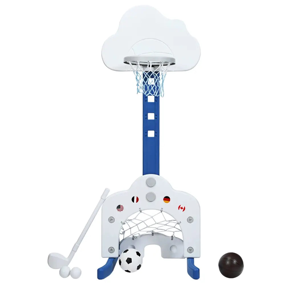 3-in-1 Kids Basketball Hoop Set with Balls-White - White - Toy Sports