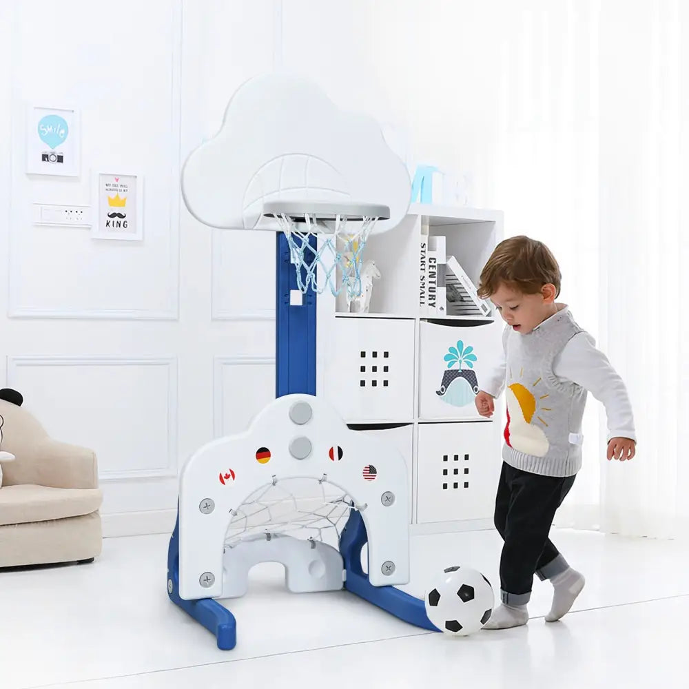 3-in-1 Kids Basketball Hoop Set with Balls-White - White - Toy Sports