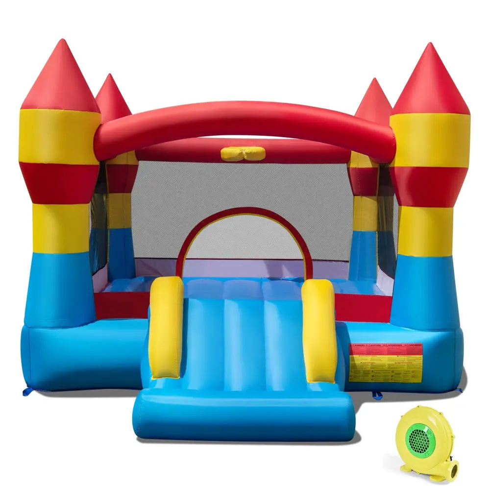 3-in-1 Kids Bouncer with Slide with 480W Blower for Yard - Blue - Bounce House