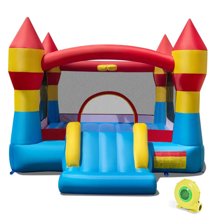 3-in-1 Kids Bouncer with Slide with 480W Blower for Yard - Blue - Bounce House