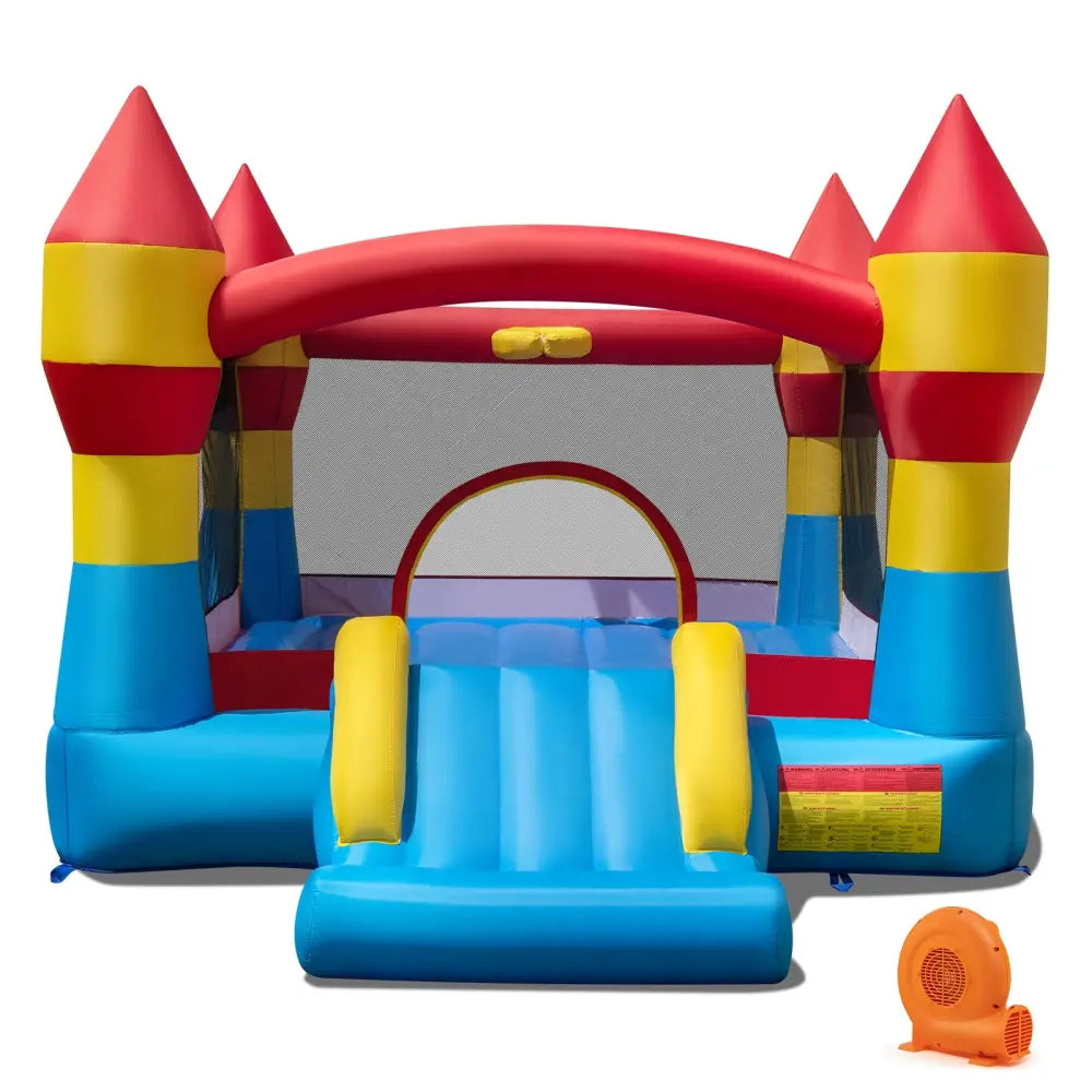 3-in-1 Kids Bouncer with Slide with 520W Blower for Yard - Blue - Bounce House