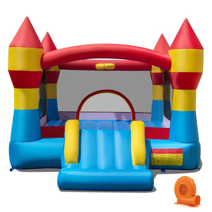 3-in-1 Kids Bouncer with Slide with 520W Blower for Yard - Blue - Bounce House