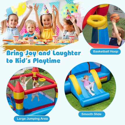 3-in-1 Kids Bouncer with Slide Large Jumping Area and Basketball Hoop without Blower - Bounce House