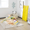 3-in-1 Kids Climber Set Wooden Arch Triangle Rocker with Ramp and Mat - Yellow - Climbers & Slides