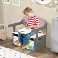 3 in 1 Kids Convertible Activity Bench with 2 Removable Fabric Bins-Gray - Gray - Kids Chairs & Seating