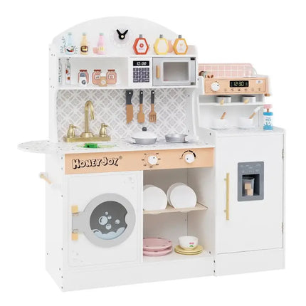 3-IN-1 Kids Furniture: Kids Table Chairs Set + Bookshelf + White Play Kitchen Sets - Toddler & Kids Furniture