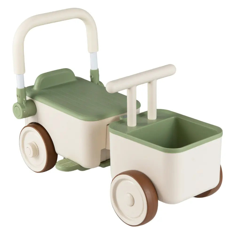 3-in-1 Kids Ride On Push Car with Rope and Storage Basket-Green - Green - Push & Pedal Ride On Toys