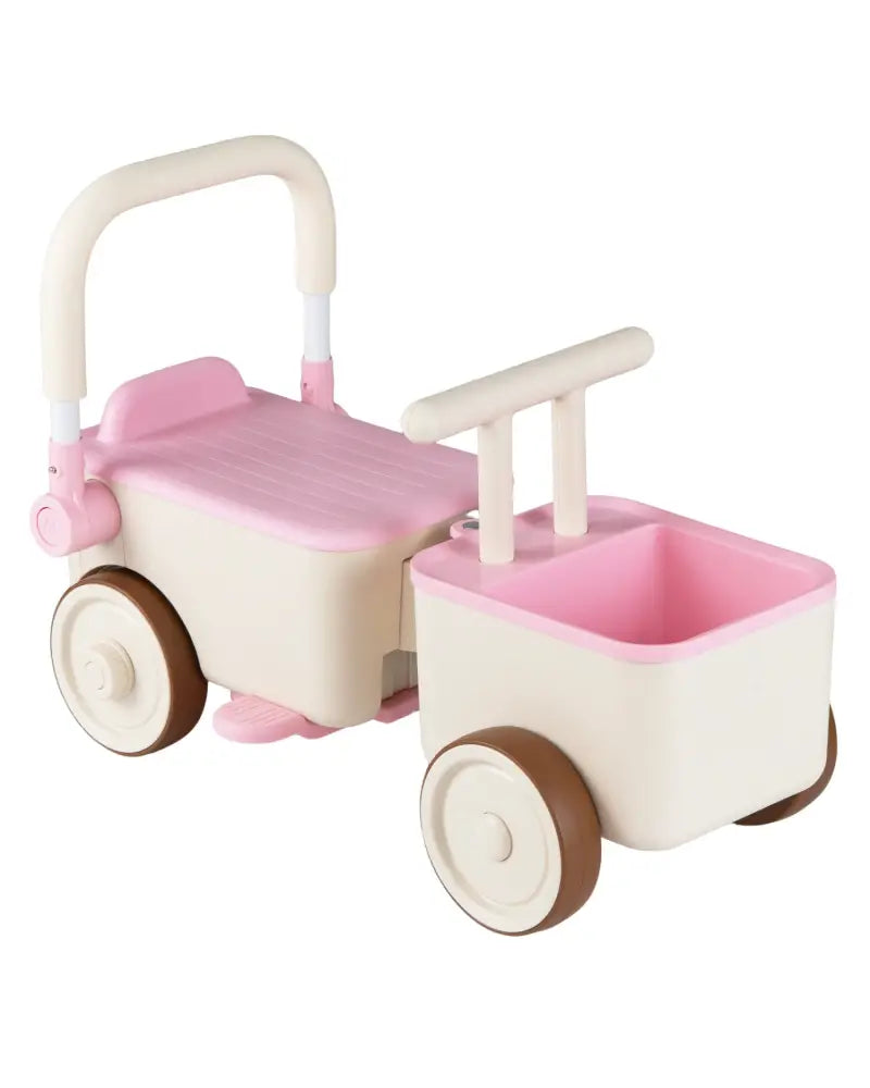 3-in-1 Kids Ride On Push Car with Rope and Storage Basket-Pink - Pink - Push & Pedal Ride On Toys
