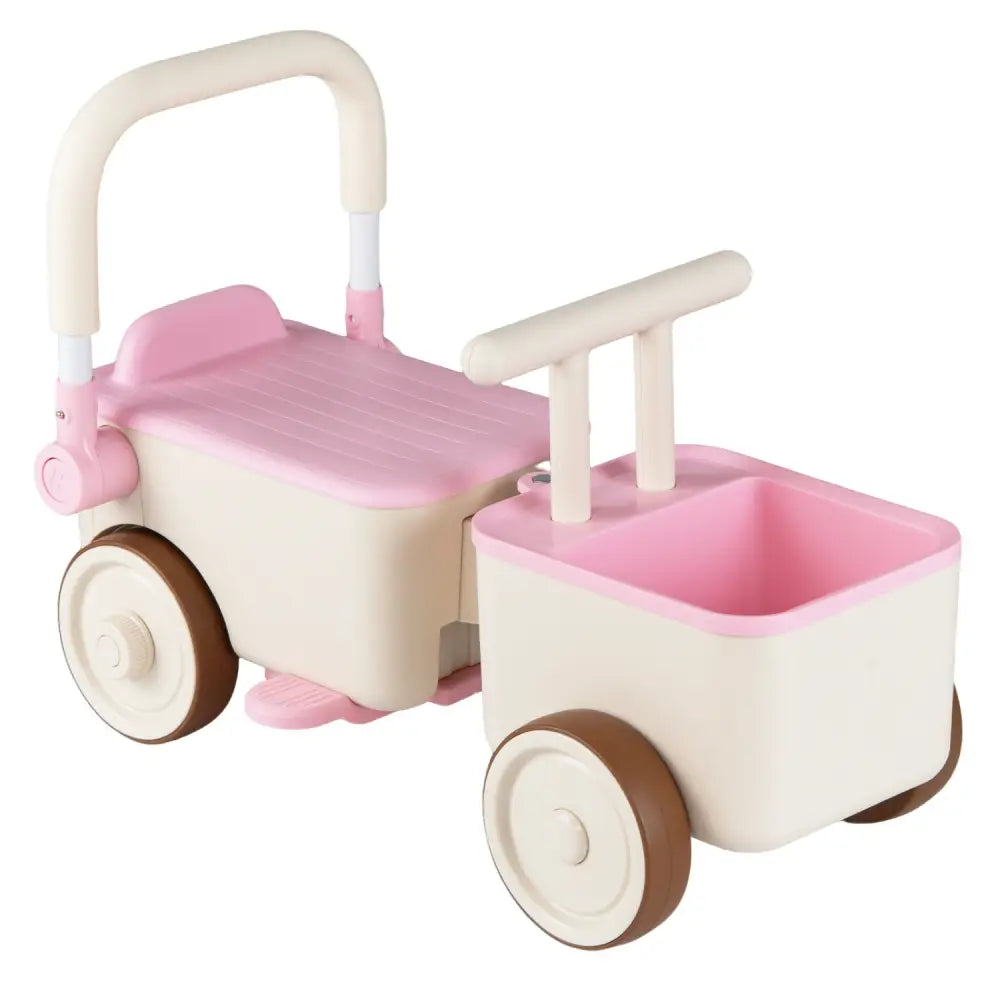 3-in-1 Kids Ride On Push Car with Rope and Storage Basket-Pink - Pink - Push & Pedal Ride On Toys