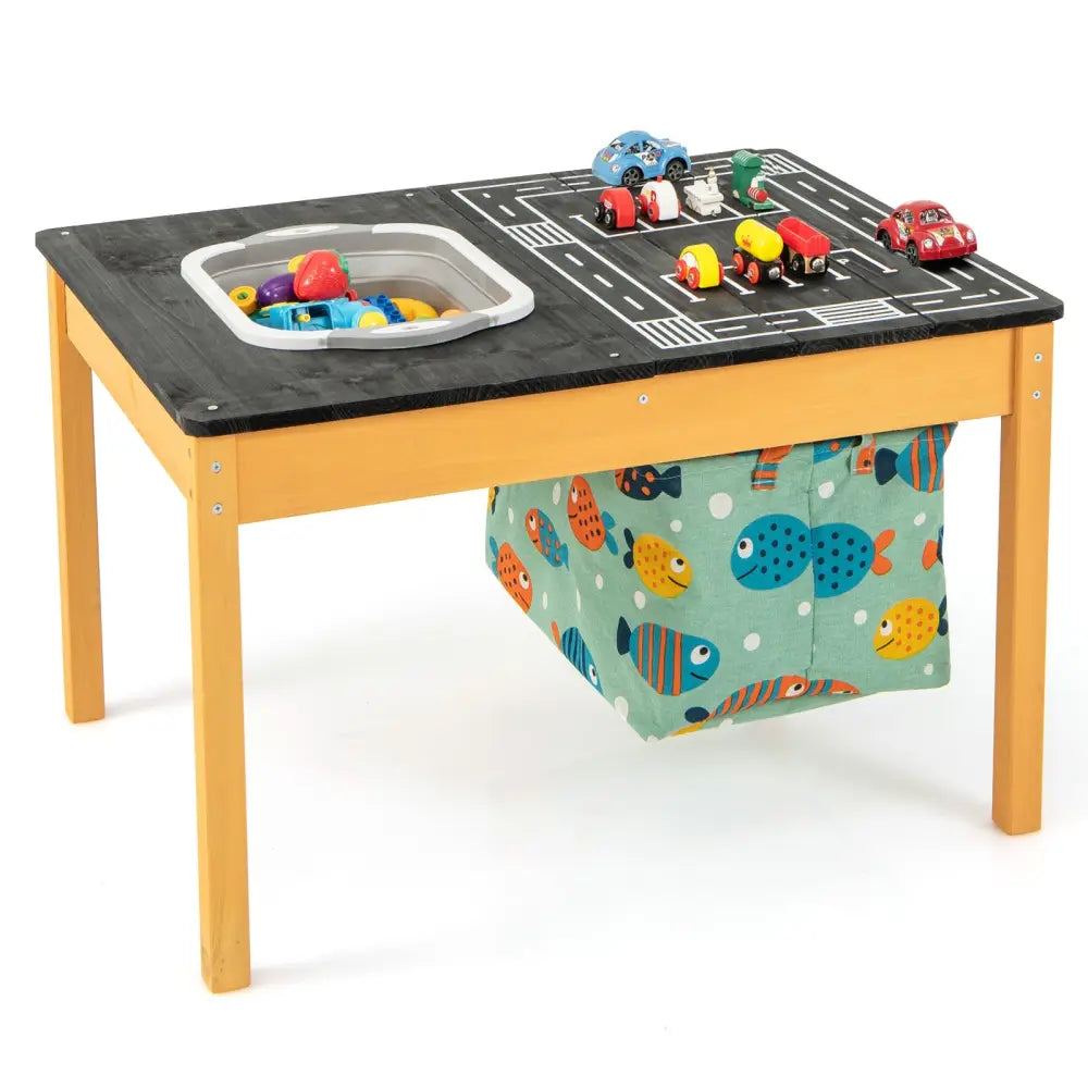 3-in-1 Kids Sand Water Activity Table with Foldable Storage Bin - Natural - Kids Table & Chair Sets
