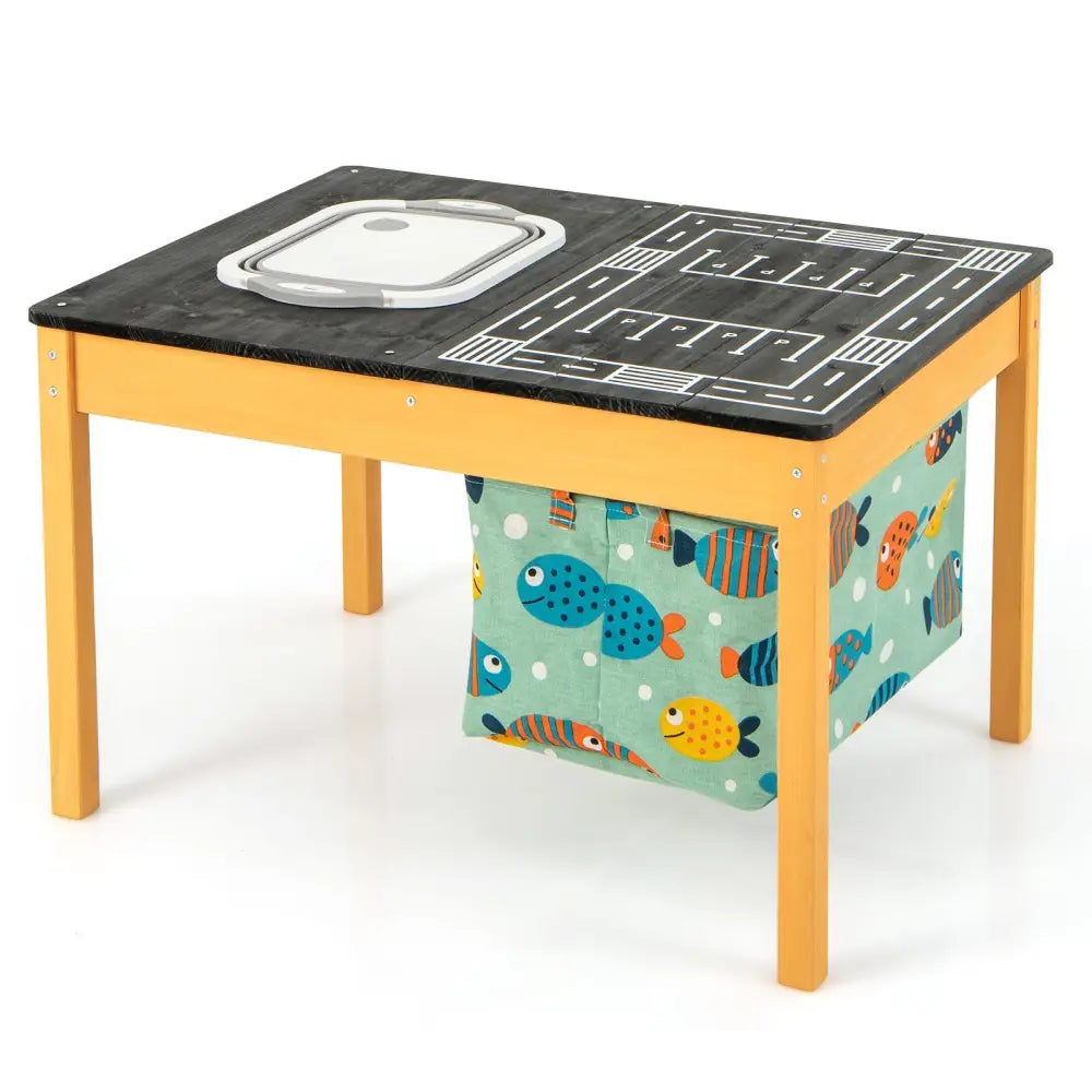 3-in-1 Kids Sand Water Activity Table with Foldable Storage Bin - Natural - Kids Table & Chair Sets