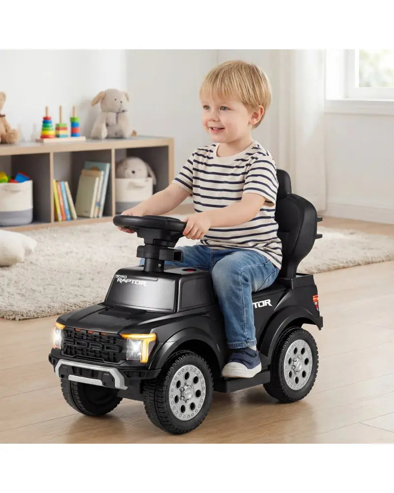 3-In-1 Licensed Ford Push Car for Toddlers-Black - Black - Push & Pedal Ride On Toys