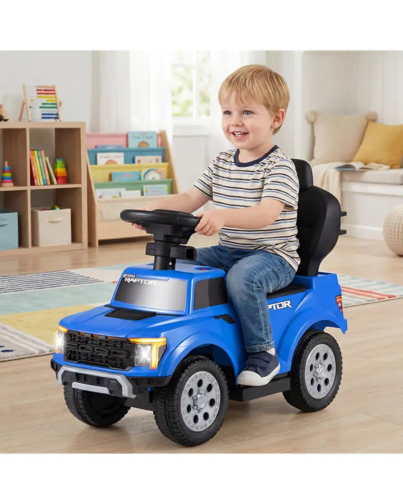 3-In-1 Licensed Ford Push Car for Toddlers-Blue - Blue - Push & Pedal Ride On Toys