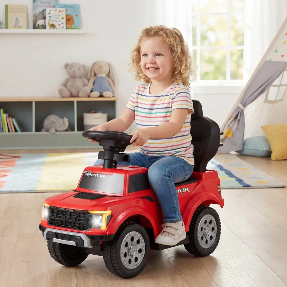3-In-1 Licensed Ford Push Car for Toddlers-Red - Red - Push & Pedal Ride On Toys