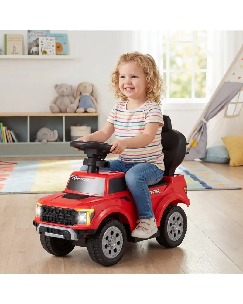 3-In-1 Licensed Ford Push Car for Toddlers-Red - Red - Push & Pedal Ride On Toys