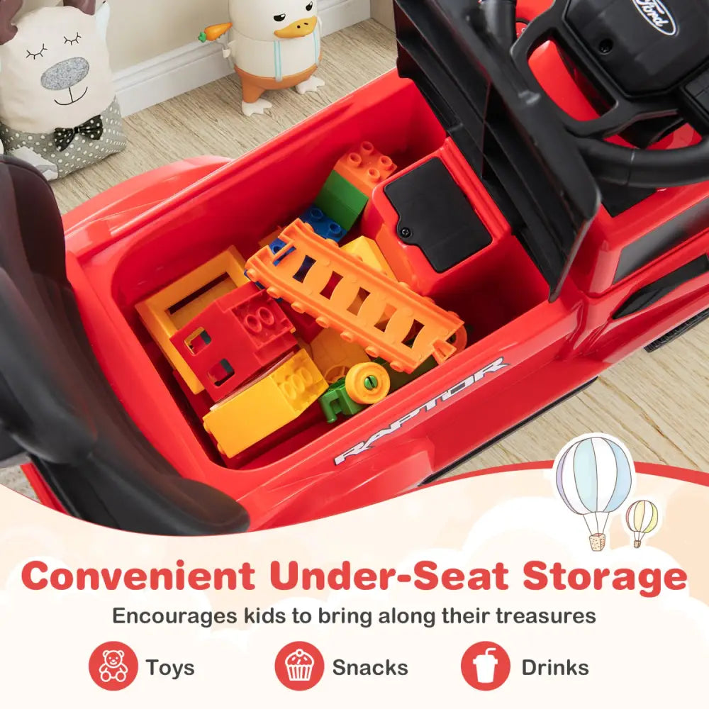 3-In-1 Licensed Ford Push Car for Toddlers-Red - Red - Push & Pedal Ride On Toys