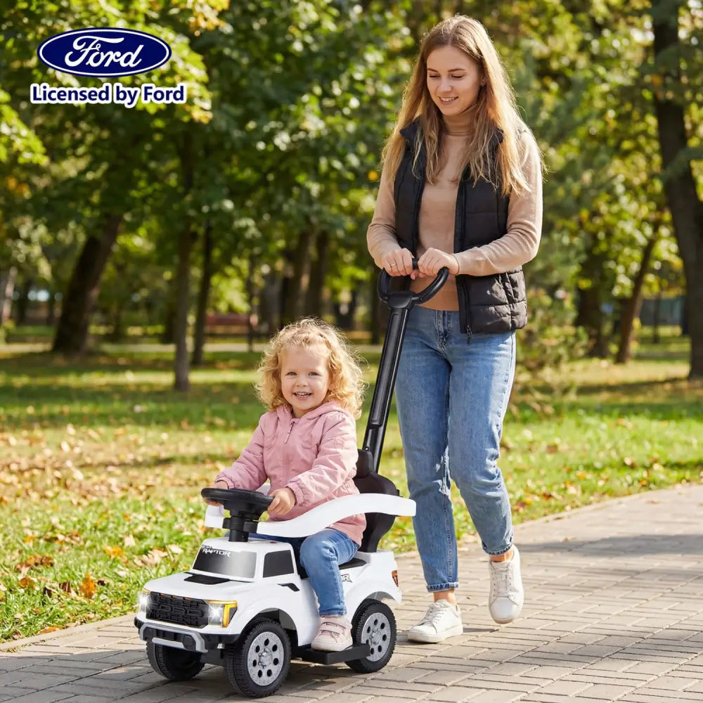3-In-1 Licensed Ford Push Car for Toddlers-White - White - Push & Pedal Ride On Toys