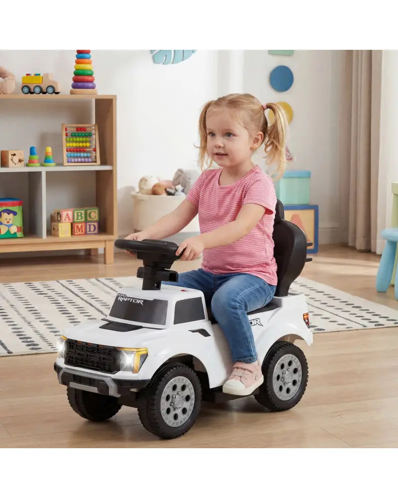 3-In-1 Licensed Ford Push Car for Toddlers-White - White - Push & Pedal Ride On Toys