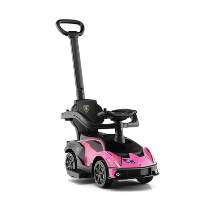 3 - in - 1 Licensed Lamborghini Ride on Push Car with Handle Guardrail - Pink - Oasis Home Essentials