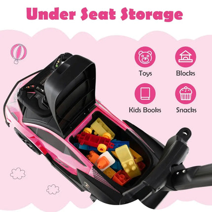 3 - in - 1 Licensed Lamborghini Ride on Push Car with Handle Guardrail - Pink - Oasis Home Essentials