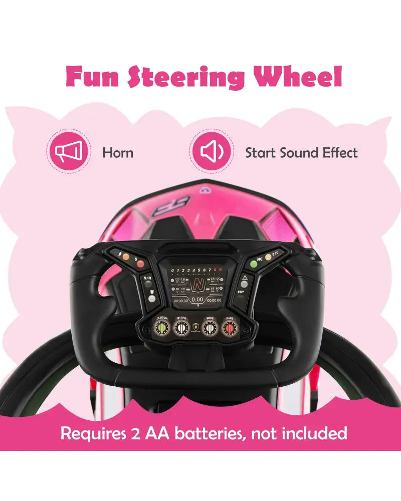 3-in-1 Licensed Lamborghini Ride on Push Car with Handle Guardrail-Pink - Pink - Push & Pedal Ride On Toys