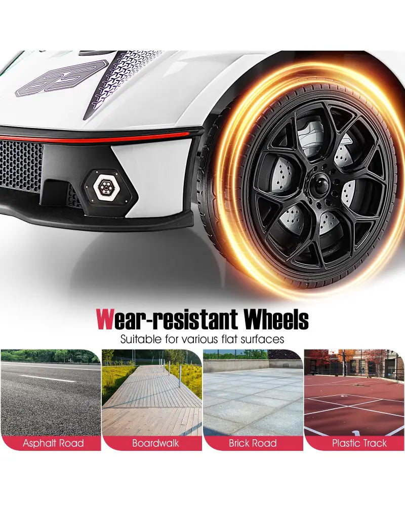 3-in-1 Licensed Lamborghini Ride on Push Car with Handle Guardrail-White - White - Push & Pedal Ride On Toys