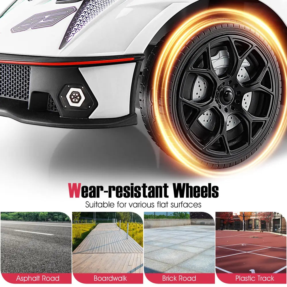 3-in-1 Licensed Lamborghini Ride on Push Car with Handle Guardrail-White - White - Push & Pedal Ride On Toys
