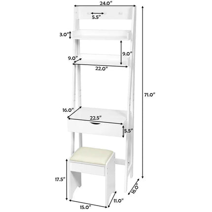 3-in-1 Modern Shelf Vanity Set with Flip Top Mirror and 6 Makeup Organizers - White - Makeup Vanities