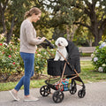 3-in-1 Pet Stroller for Small Medium Dogs Foldable with Detachable Carrier-Black - Black - Dog Supplies