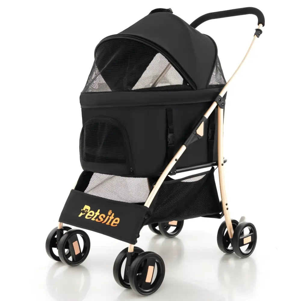 3-In-1 Pet Stroller with Removable Car Seat Carrier-Black - Black - Dog Supplies