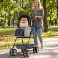 3 in 1 Pet Stroller with Removable Carrier up to 33 lbs-Gray - Gray - Dog Supplies