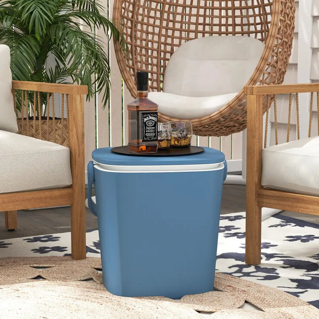 3-in-1 Portable Cooler Bar Table with Bottle Opener and Lift Top Lid for Camping Poolside-Blue - Blue - Coolers