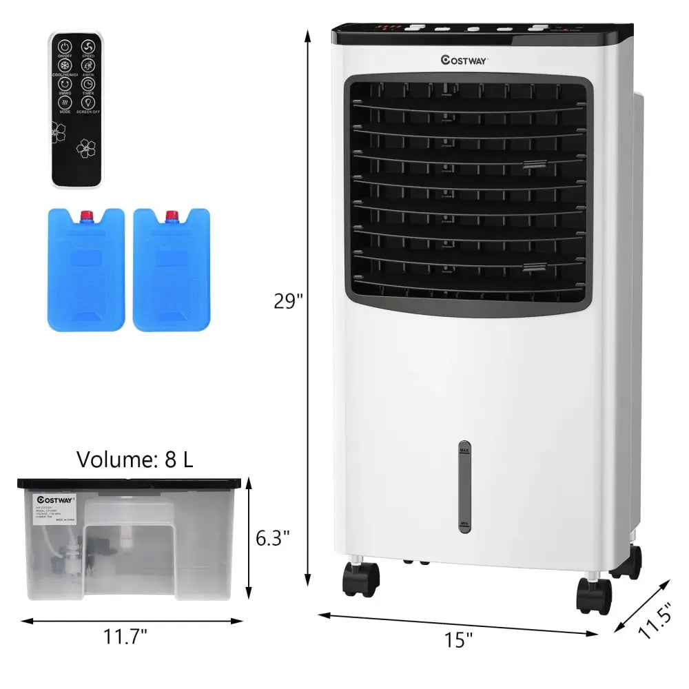 3-in-1 Portable Evaporative Air Conditioner Cooler with Remote Control Costway
