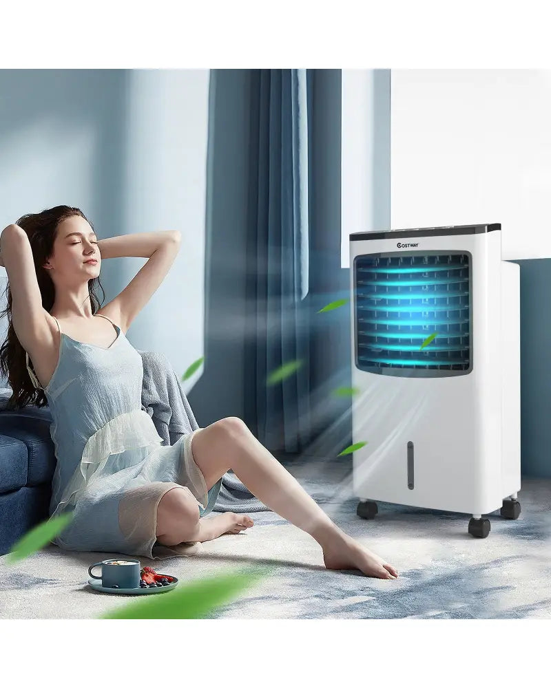 3-in-1 Portable Evaporative Air Conditioner Cooler with Remote Control - White - Air Coolers