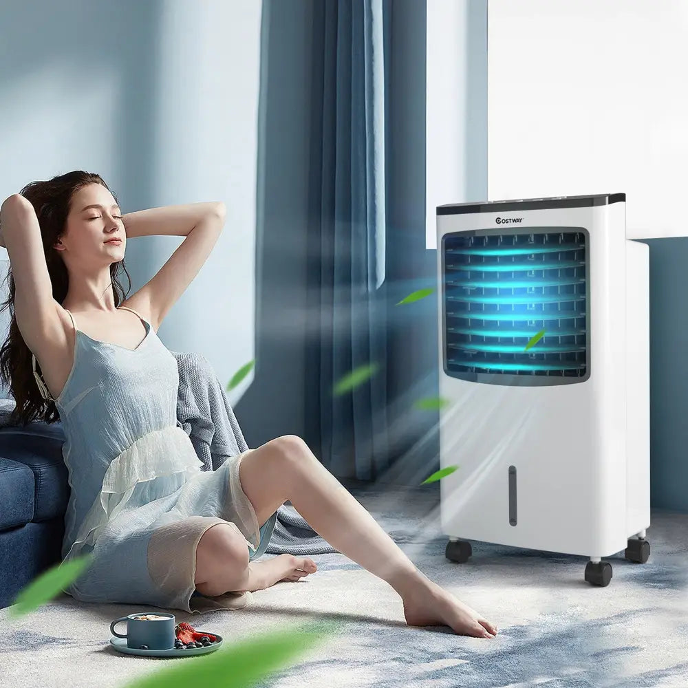 3-in-1 Portable Evaporative Air Conditioner Cooler with Remote Control - White - Air Coolers