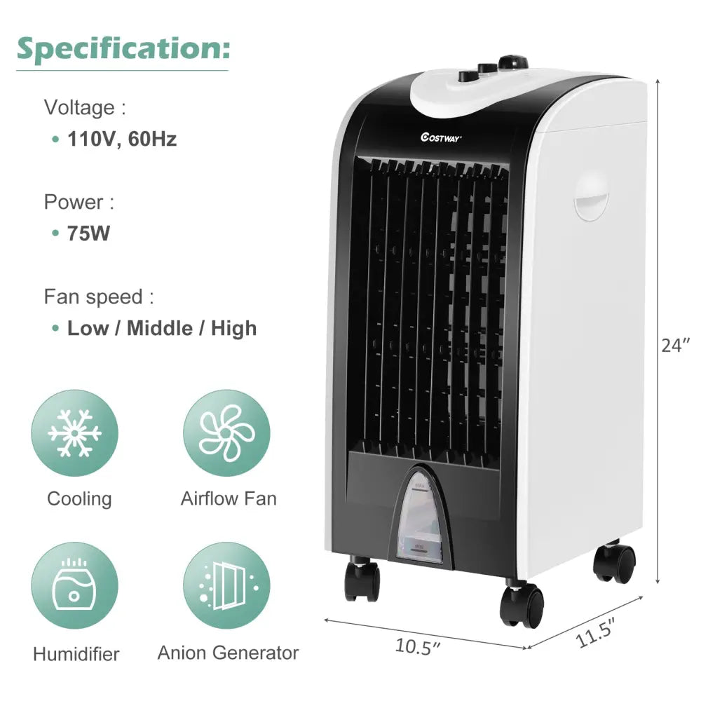 3-in-1 Portable Evaporative Air Cooler with Filter Knob for Indoor - Air Coolers